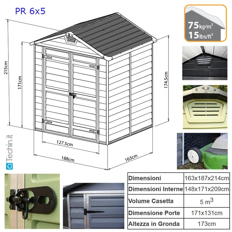 Casetta da giardino per bambini K35 - misure: 2,16 x 2,25 m incl. porta e